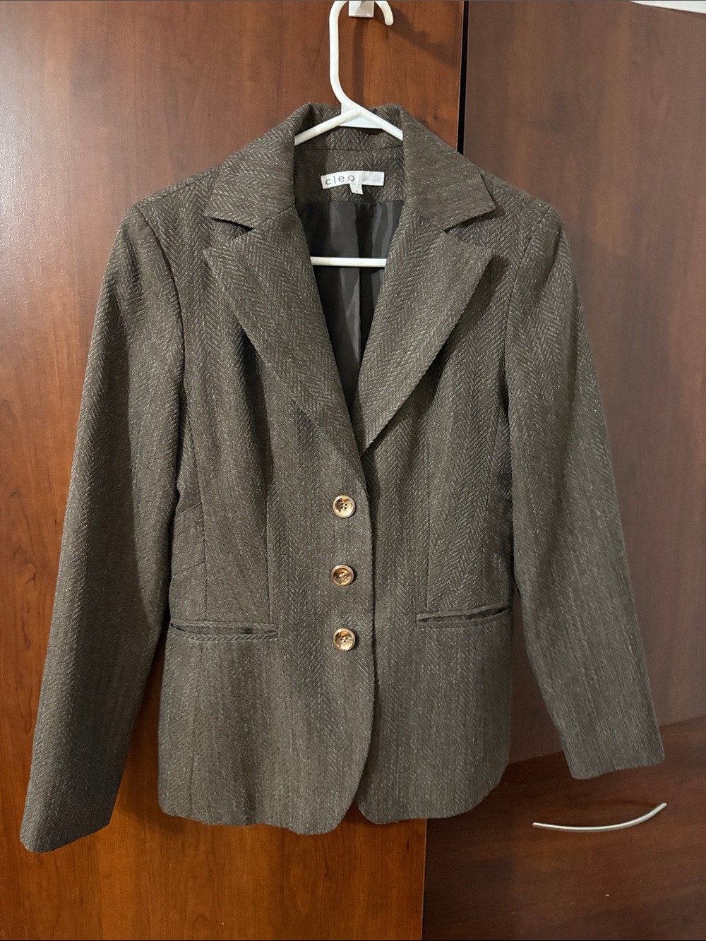 Cleo Women's Brown Herringbone Blazer Jacket size 6